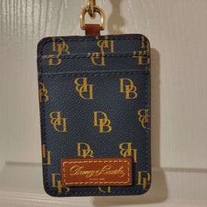 Dooney & Bourke id lanyard, Gretta, dark blue, red, brown, leather